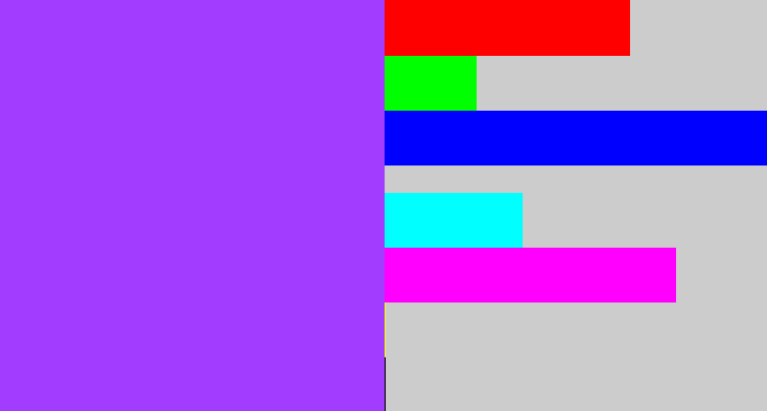 Hex color #a23cff - electric purple