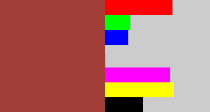 Hex color #a23d38 - brick