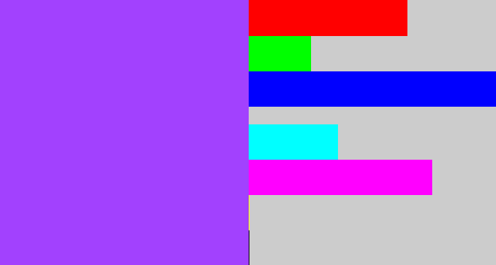 Hex color #a241fe - lighter purple