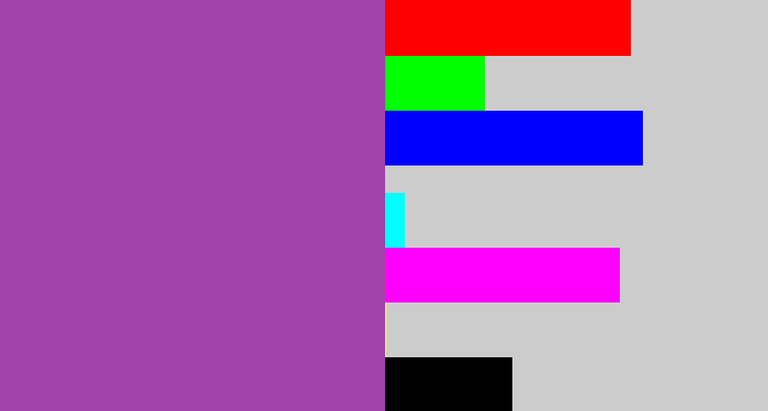 Hex color #a242ab - medium purple