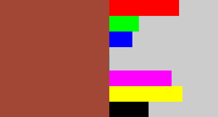 Hex color #a24635 - brick