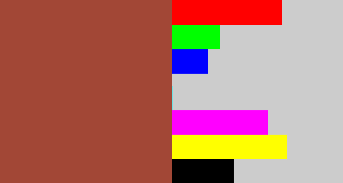 Hex color #a24736 - brick