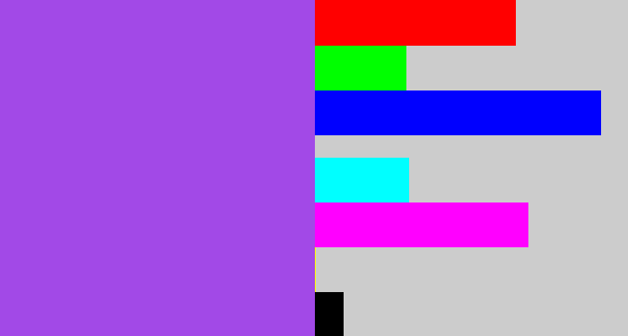 Hex color #a249e7 - lightish purple