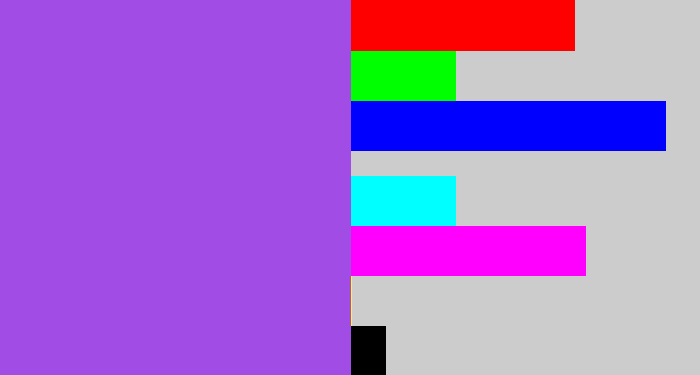 Hex color #a24ce6 - lightish purple