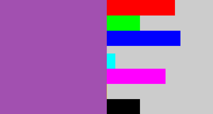 Hex color #a250b0 - medium purple