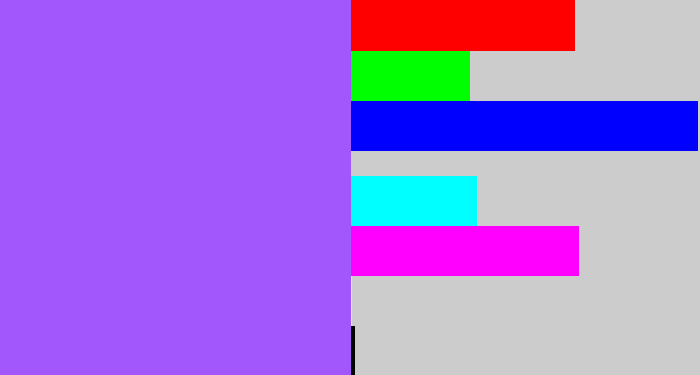 Hex color #a257fc - lighter purple