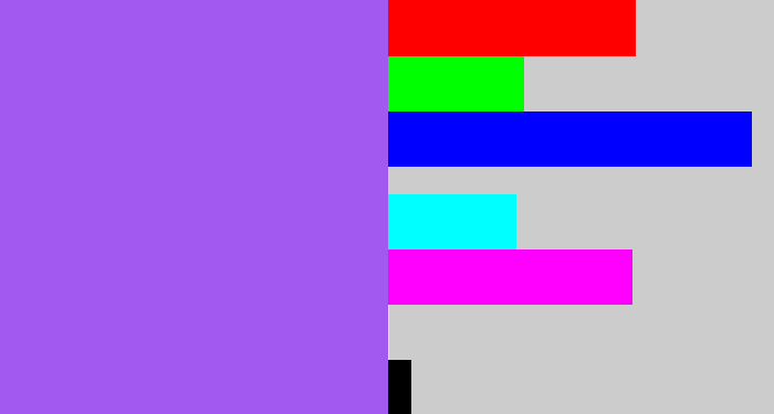 Hex color #a259f0 - lighter purple