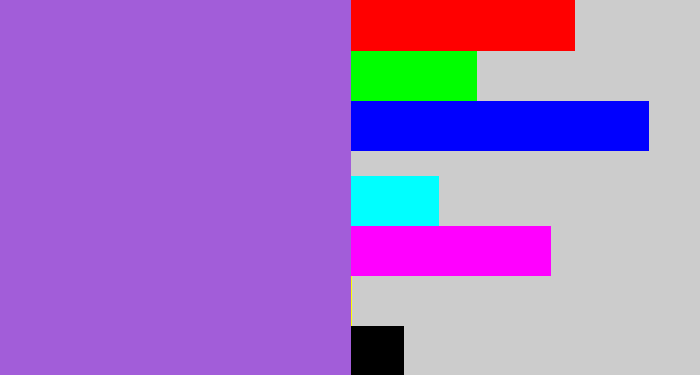 Hex color #a25dd9 - lightish purple
