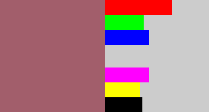 Hex color #a25e6b - reddish grey