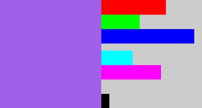 Hex color #a260ea - lighter purple