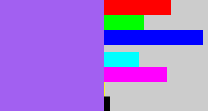 Hex color #a260f1 - lighter purple