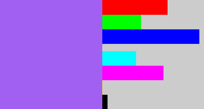 Hex color #a260f2 - lighter purple