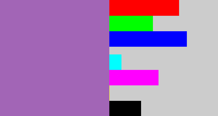 Hex color #a265b6 - soft purple
