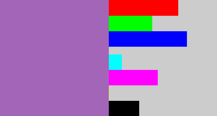 Hex color #a265b8 - soft purple