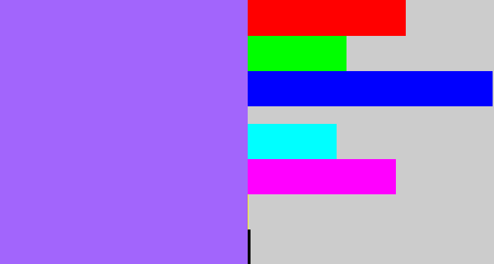 Hex color #a265fc - lighter purple