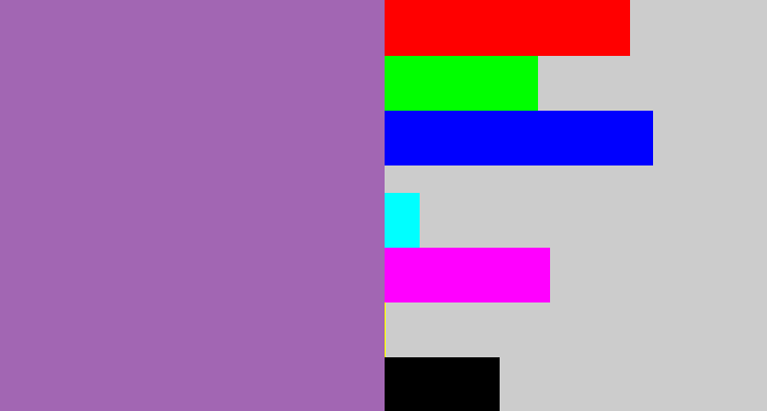 Hex color #a266b3 - soft purple