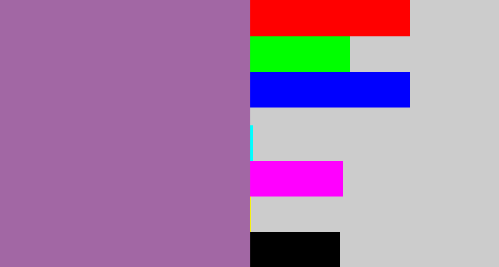 Hex color #a267a4 - dark lilac
