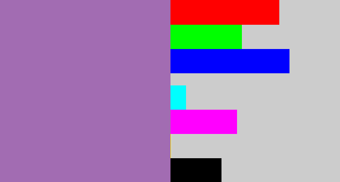 Hex color #a26cb2 - soft purple