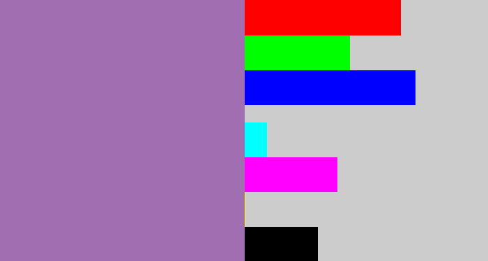 Hex color #a26eb2 - soft purple