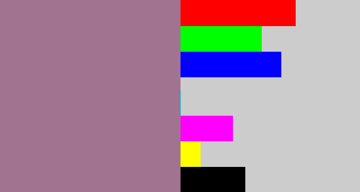 Hex color #a27390 - purpley grey