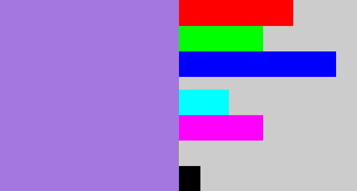 Hex color #a277e0 - light urple