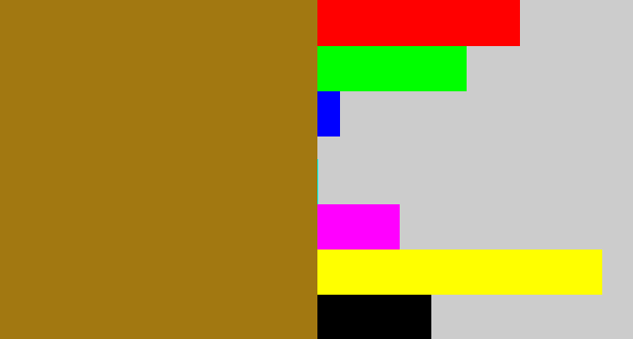 Hex color #a27811 - mustard brown