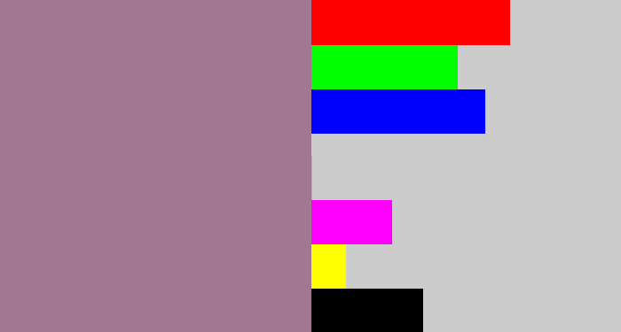 Hex color #a27890 - purpley grey