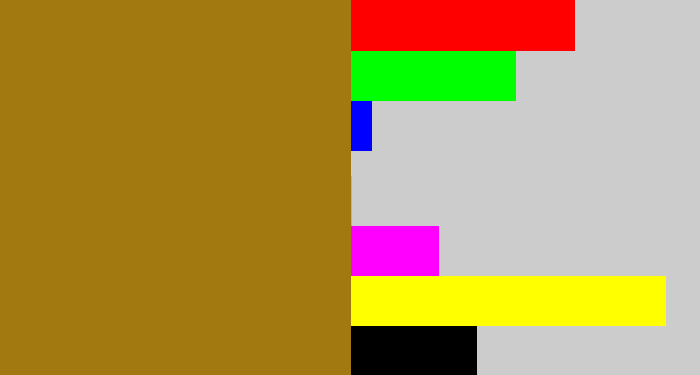 Hex color #a27910 - mustard brown