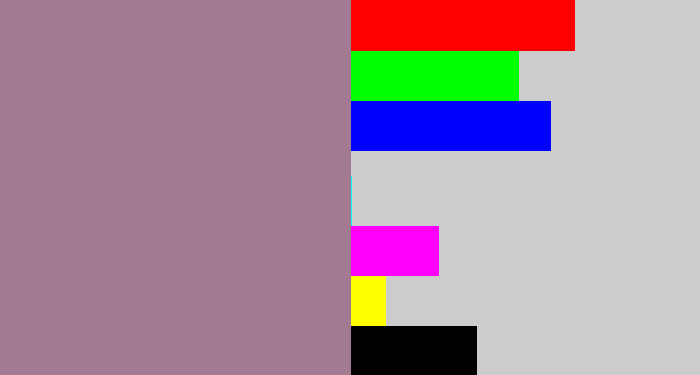 Hex color #a27a91 - purpley grey