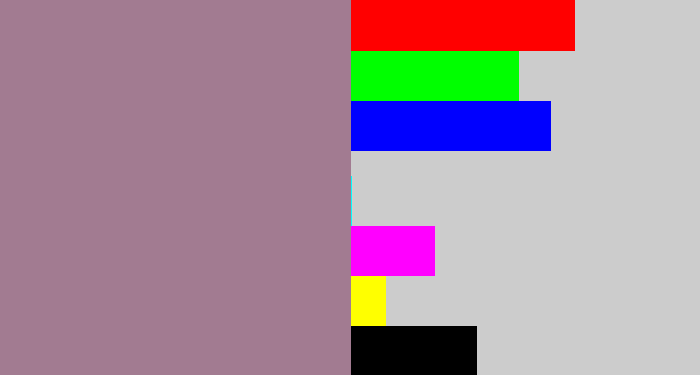 Hex color #a27b91 - purpley grey