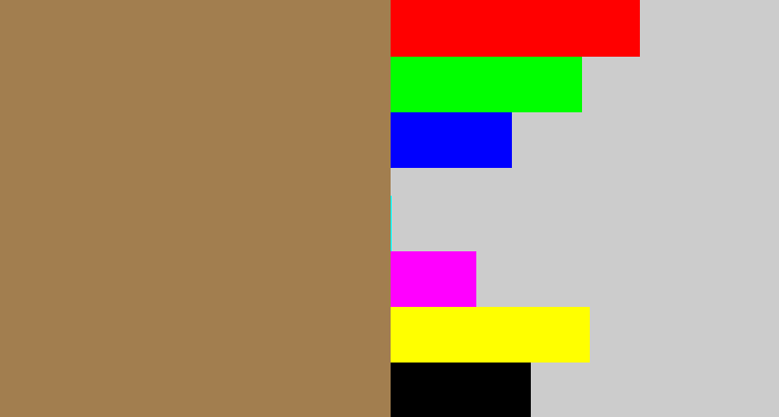 Hex color #a27e4f - puce