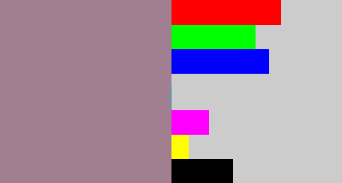 Hex color #a27e91 - purpley grey