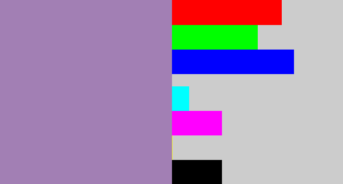 Hex color #a27fb4 - heather