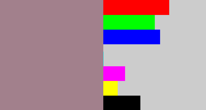 Hex color #a2808c - purpley grey