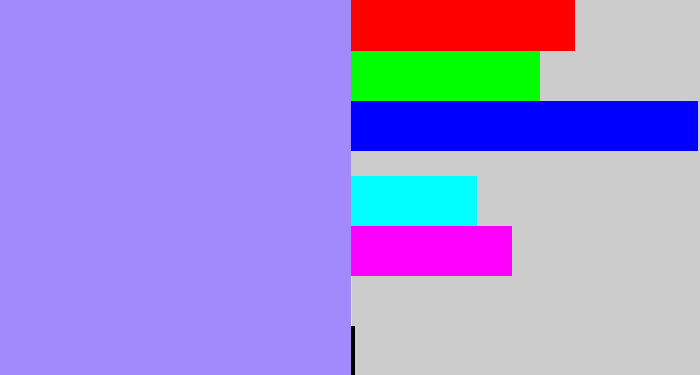 Hex color #a289fc - periwinkle
