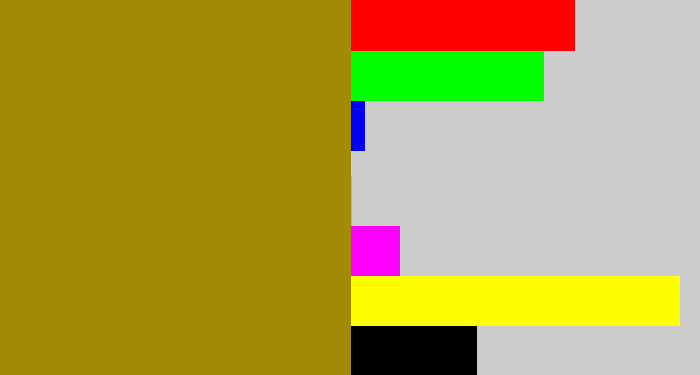 Hex color #a28b09 - dark mustard