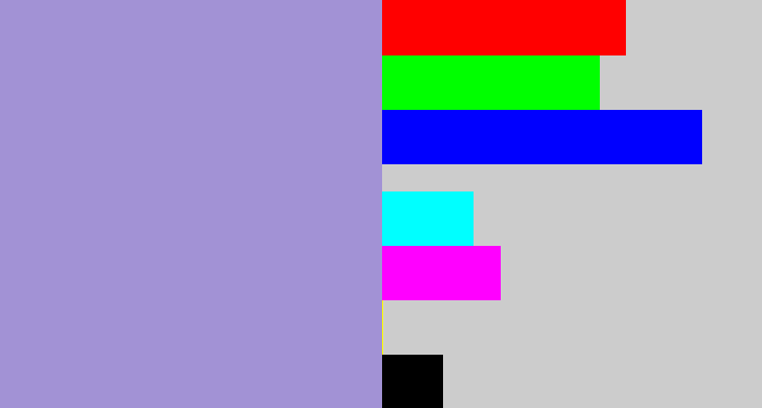 Hex color #a292d5 - pale purple