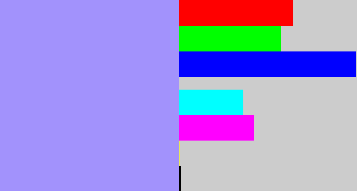 Hex color #a292fc - periwinkle blue