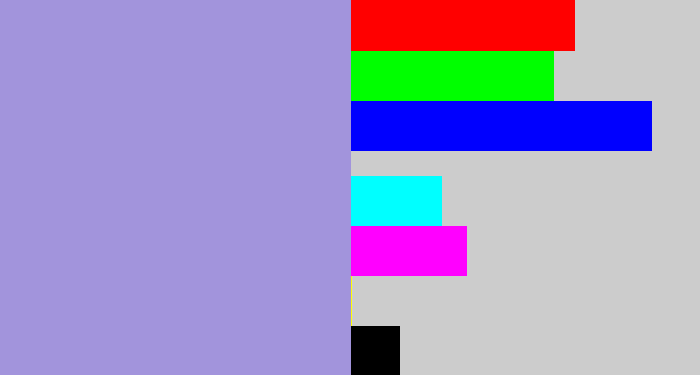 Hex color #a294dc - pale purple