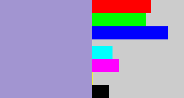 Hex color #a295d1 - pale purple