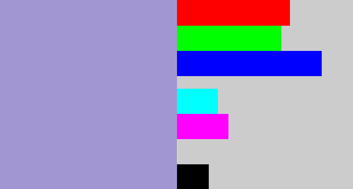Hex color #a296d2 - pale purple