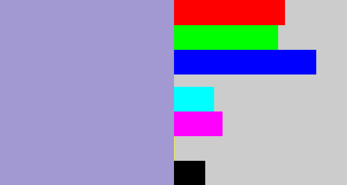 Hex color #a298d2 - pale purple