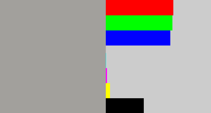 Hex color #a2a09c - greyish