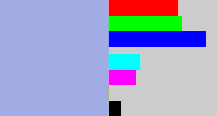 Hex color #a2ace4 - light grey blue