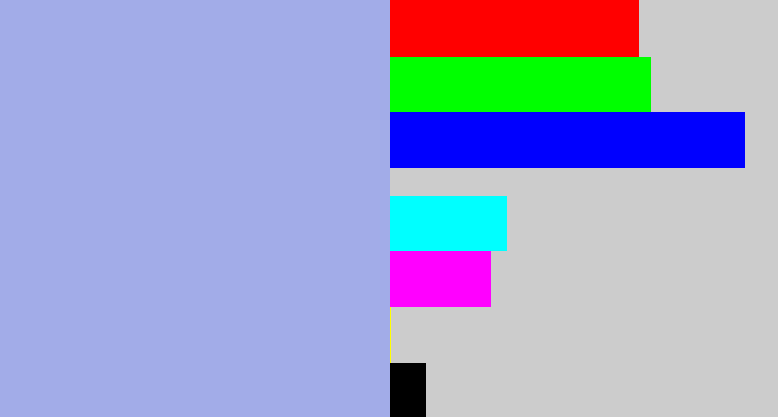 Hex color #a2ace8 - light grey blue