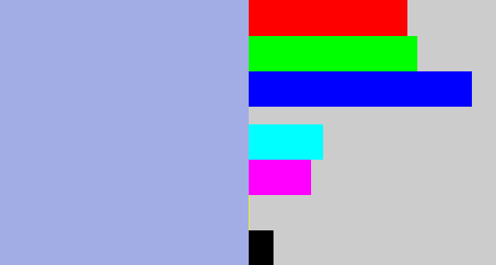 Hex color #a2ade6 - light grey blue