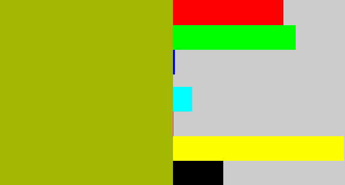 Hex color #a2b602 - mustard green