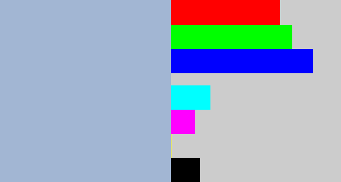 Hex color #a2b6d3 - light grey blue