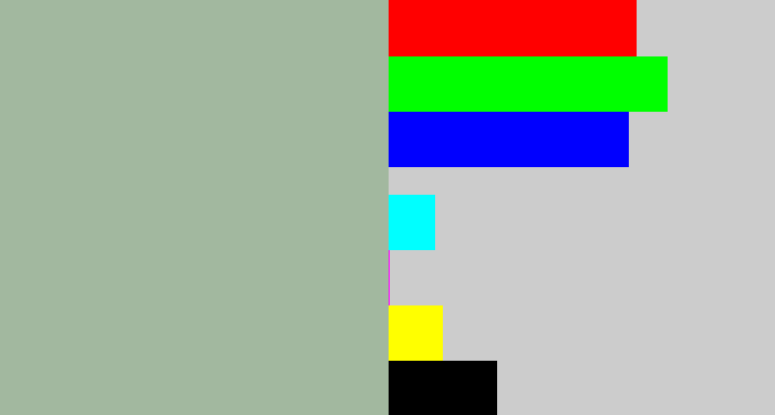 Hex color #a2b89f - greyish