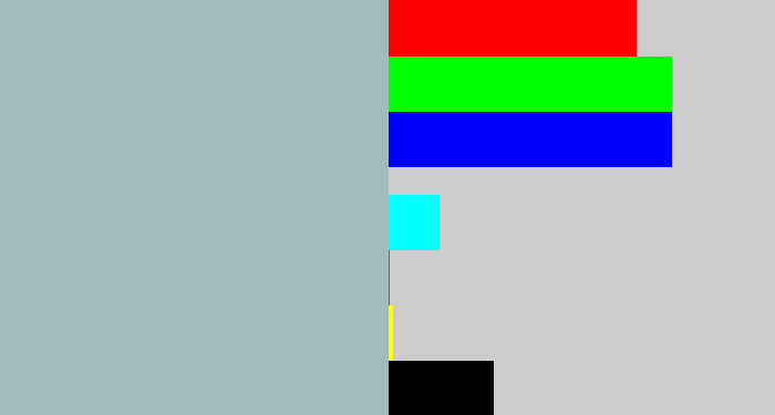 Hex color #a2bab9 - light grey blue